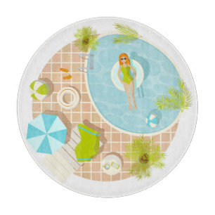 Planche À Découper Fille de piscine en bikini plage d'été