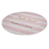 Planche À Découper Fille rose rayures or Parties scintillant cils (Coin)