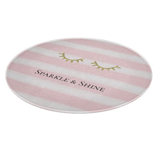 Planche À Découper Fille rose rayures or Parties scintillant cils (Coin)