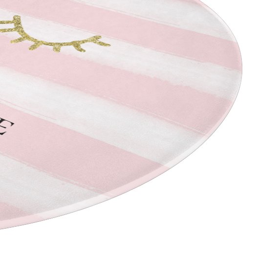 Planche À Découper Fille rose rayures or Parties scintillant cils (Coin)