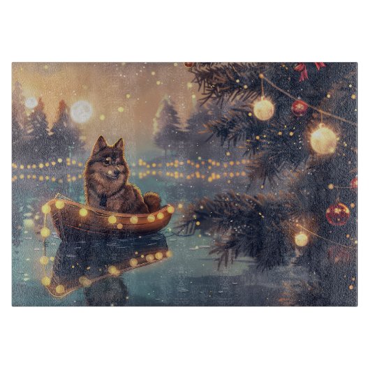 Planche À Découper Finlandais Lapphund Noël Festive Voyage (Devant)