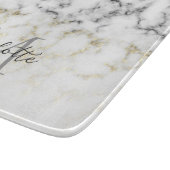 Planche À Découper Flacon brillant en marbre noir et blanc Monogramme (Coin)