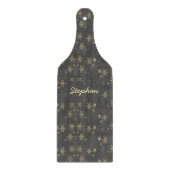 Planche À Découper Flacons de neige dorés sur gris (Devant)