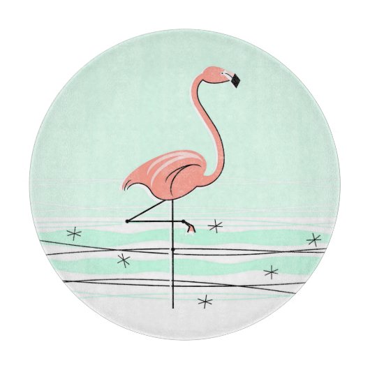 Planche À Découper Flamant rose Aqua table ronde (Devant)