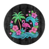 Planche À Découper Flamant rose de néon tropical (Devant)