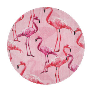 Planche À Découper Flamant rose Elégance : Motif d'oiseaux roses.