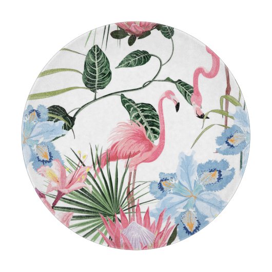 Planche À Découper Flamant rose Fleurs Exotiques Tropical Simples (Devant)