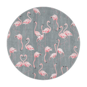 Planche À Découper Flamant rose Grey : Vintage Motif sans couture.