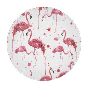 Planche À Découper Flamant rose motif aquarelle, design dynamique.