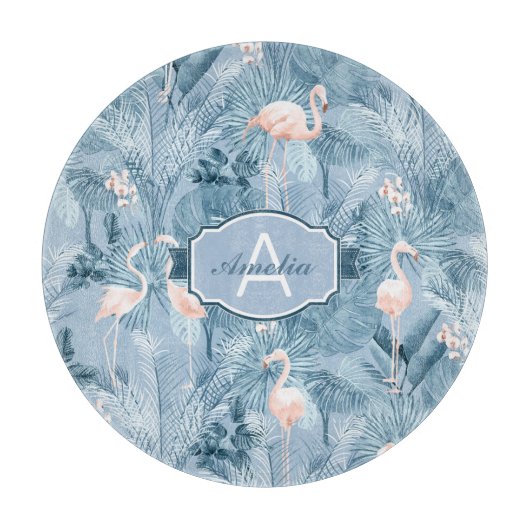 Planche À Découper Flamant rose Orchidée Tropical Motif Blue ID868 (Devant)