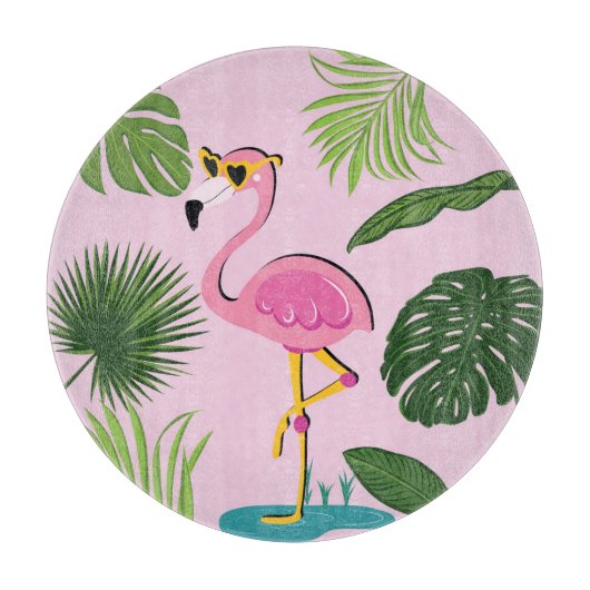 Planche À Découper Flamant rose Palm Feuille Tropical Design (Devant)