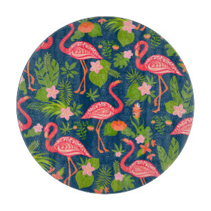 Planche À Découper Flamant rose rose : Turquoise rayé Vintage