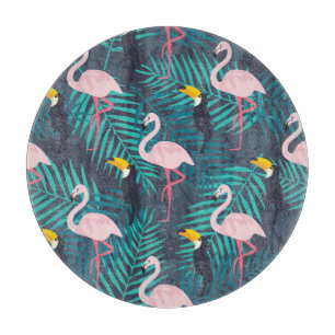 Planche À Découper Flamant rose, toucan : motif de feuilles tropicale