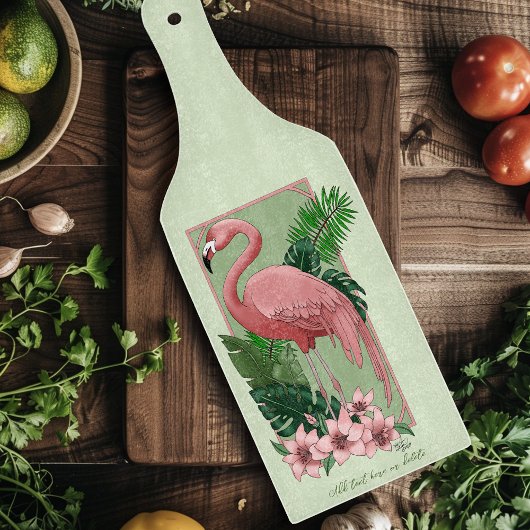Planche À Découper Flamant Rose Tropical Feuilles de Palmier Vert Lys