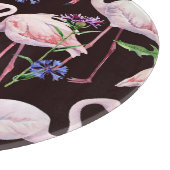 Planche À Découper Flamants d'aquarelle et fleurs sauvages motif. (Coin)