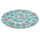 Planche À Découper flamants roses, feuilles de palmiers verts, tropic (Coin)