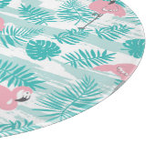 Planche À Découper flamants roses, feuilles de palmiers verts, tropic (Coin)