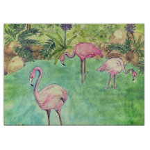 Flamants roses roses en verre