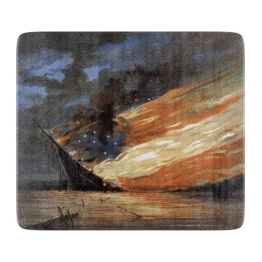 Planche À Découper Flambeaux de la guerre civile rebelle sur le feu d (Devant)