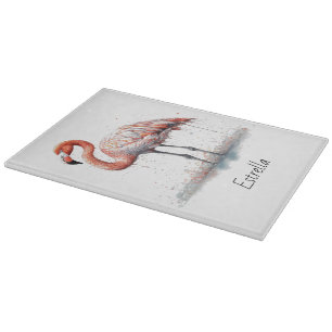 Planche À Découper Flamingo Radiance : Art personnalisé à l'aquarelle