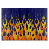 Planche À Découper Flammes de course classique sur bleu marine (Devant)