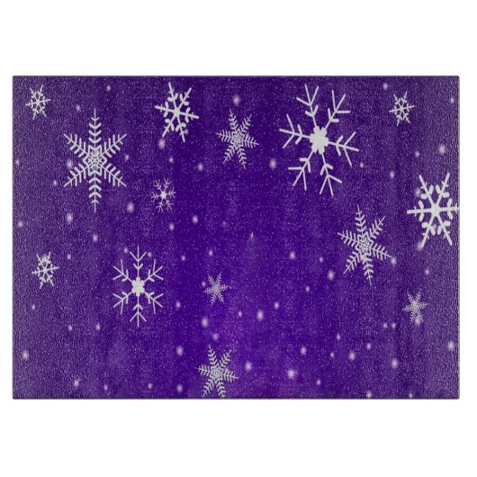 Planche À Découper Flammes de neige blanches Bleu-Violet Planche de c (Devant)