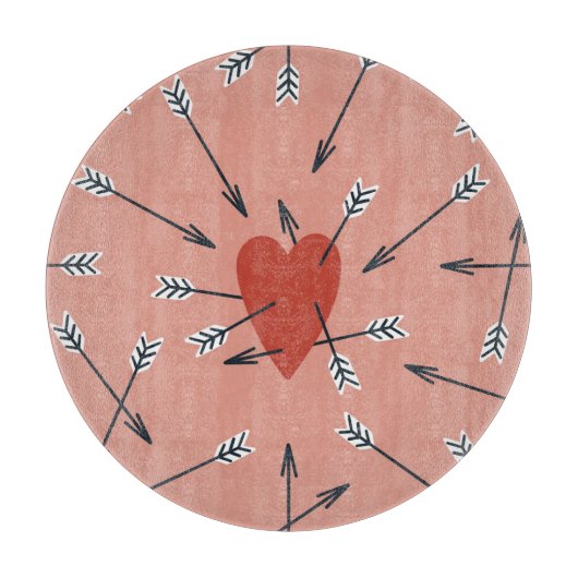 Planche À Découper Flèches de coeur faites main. (Devant)