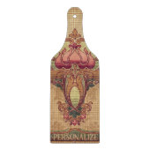 Planche À Découper Fleur abstraite Art nouveau bordeaux rouge vert (Devant)