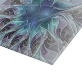 Planche À Découper Fleur Abstraite Fractale Moderne Avec Bleu (Coin)