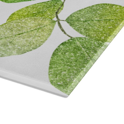 Planche À Découper Fleur blanche et jardin Feuille vert (Coin)