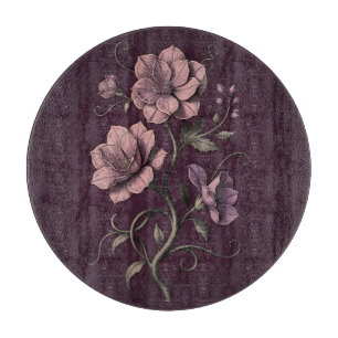Planche À Découper Fleur d'anémone mauve pourpre Botanique foncée