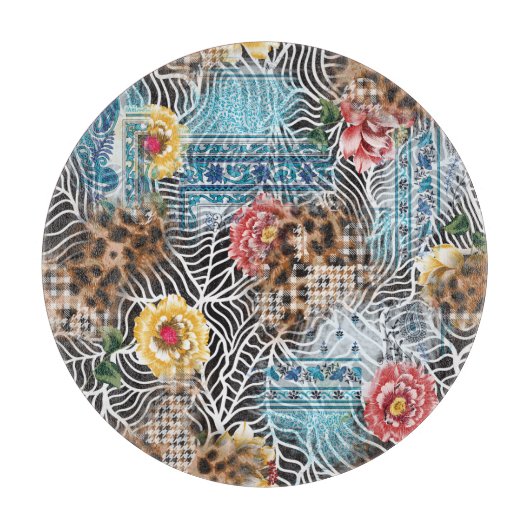 Planche À Découper Fleur d'aquarelle transparente, motif texturé. (Devant)