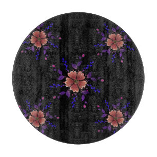 Planche À Découper Fleur d'art populaire en cuivre et violet fantaisi