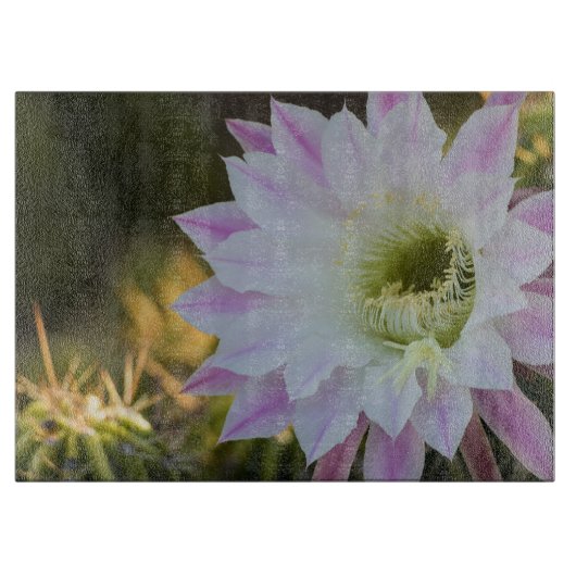 Planche À Découper Fleur de cactus violet et blanc (Devant)