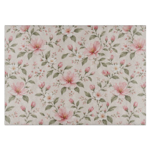 Planche À Découper Fleur de cerisier rose tendre motif floral sans co