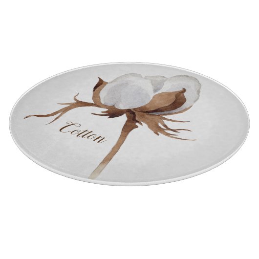 Planche À Découper Fleur de coton aquarelle (Coin)