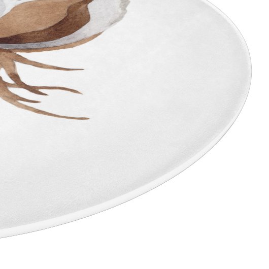 Planche À Découper Fleur de coton aquarelle (Coin)