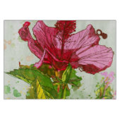 Planche À Découper Fleur de ketmie - peinture d'aquarelle (Devant)