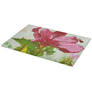 Planche À Découper Fleur de ketmie - peinture d'aquarelle