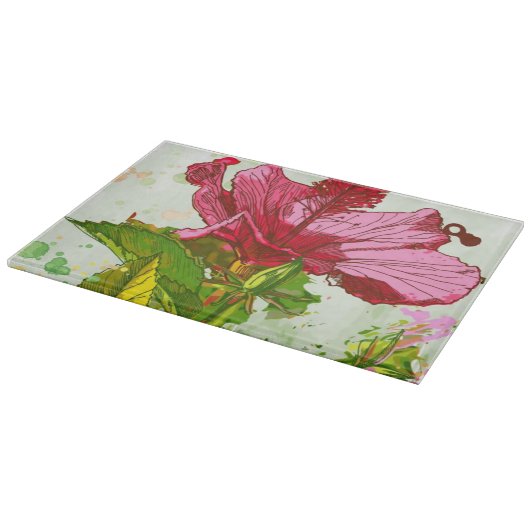 Planche À Découper Fleur de ketmie - peinture d'aquarelle (Coin)