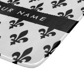 Planche À Découper Fleur de Lis, Noir sur Blanc, Noir, Votre Nom (Coin)