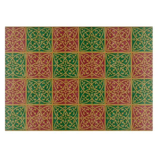 Planche À Découper Fleur de lis rouge et vert Motif (Devant)