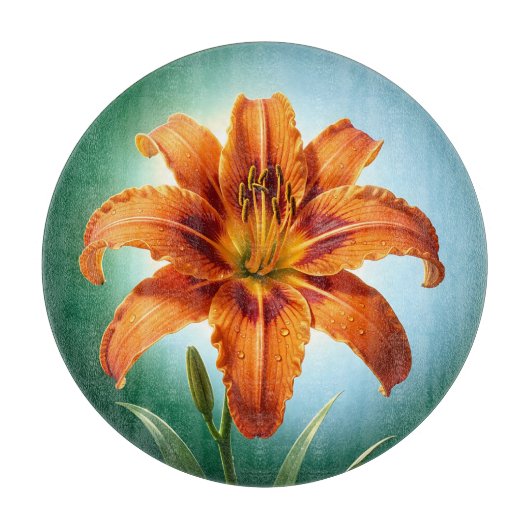 Planche À Découper Fleur de lys orange vibrant en fleurs (Devant)
