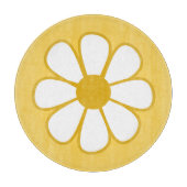 Planche À Découper Fleur de marguerite rétro simple en jaune moutarde (Devant)