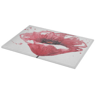 Planche À Découper Fleur de pavot, aquarelle