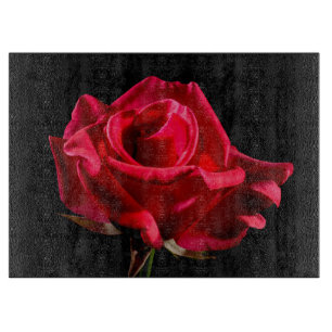 Planche À Découper Fleur de rose rouge florale en fleurs