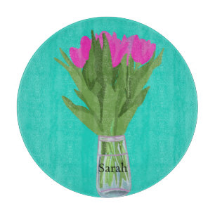 Planche À Découper Fleur de tulipe brillante Illustration moderne + N
