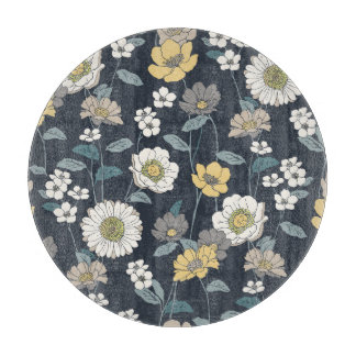 Planche À Découper Fleur dessinée à la main, motif artistique sans co