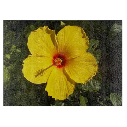 Planche À Découper Fleur d'Hibiscus jaune (Devant)