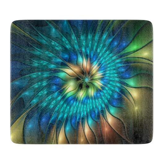 Planche À Découper Fleur d'Imaginaire lumineux, Fractale Abstraite co (Devant)